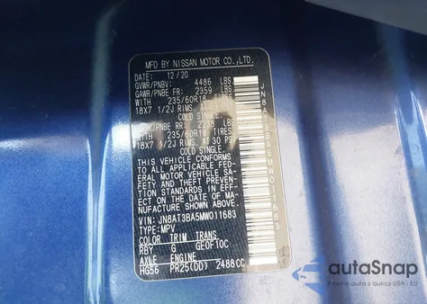 2021 Nissan Rogue Sv Fwd из США, поврежденный, VIN JN8AT3BA5MW011683